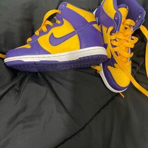 Nike Kids High-Top Sneakers - Purple and Yellow